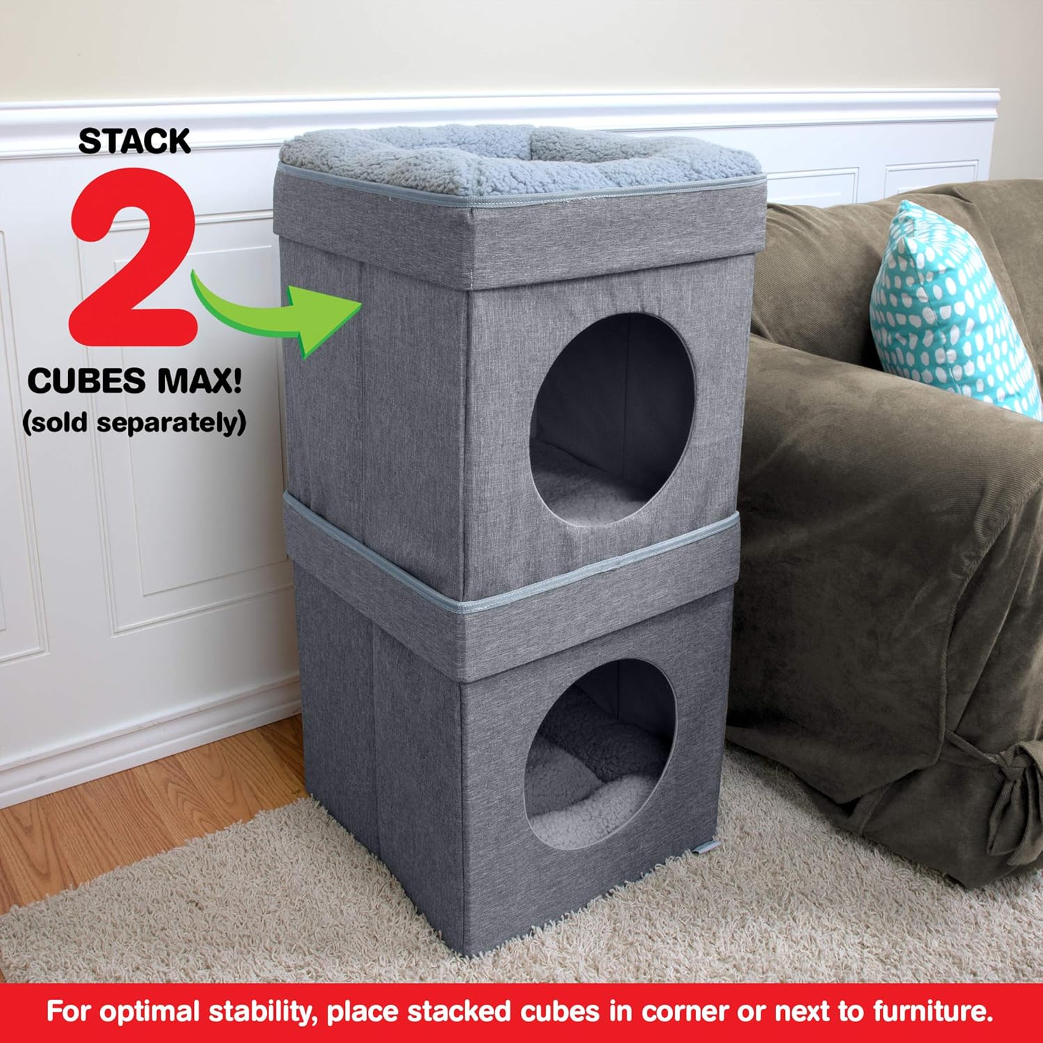 Indoor Cat Cube Furniture, Gray Cube