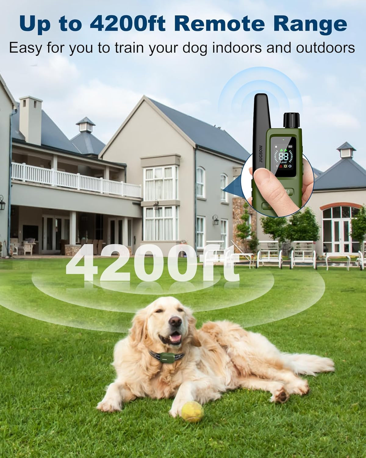 Dog Shock Collar - 4200FT Dog Training Collar with Remote Innovative IPX7 Waterproof with 4 Training Modes, Rechargeable E-Collar for All Breeds
