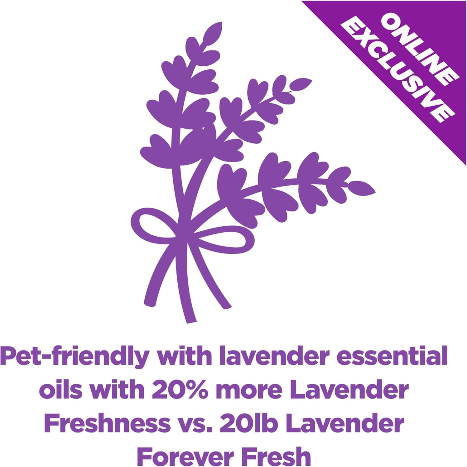 Forever Fresh Clumping Cat Litter Lavender, Multicat Cat Litter Odor Control 18Lb with 20% More Lavender Freshness, with Essential Oils