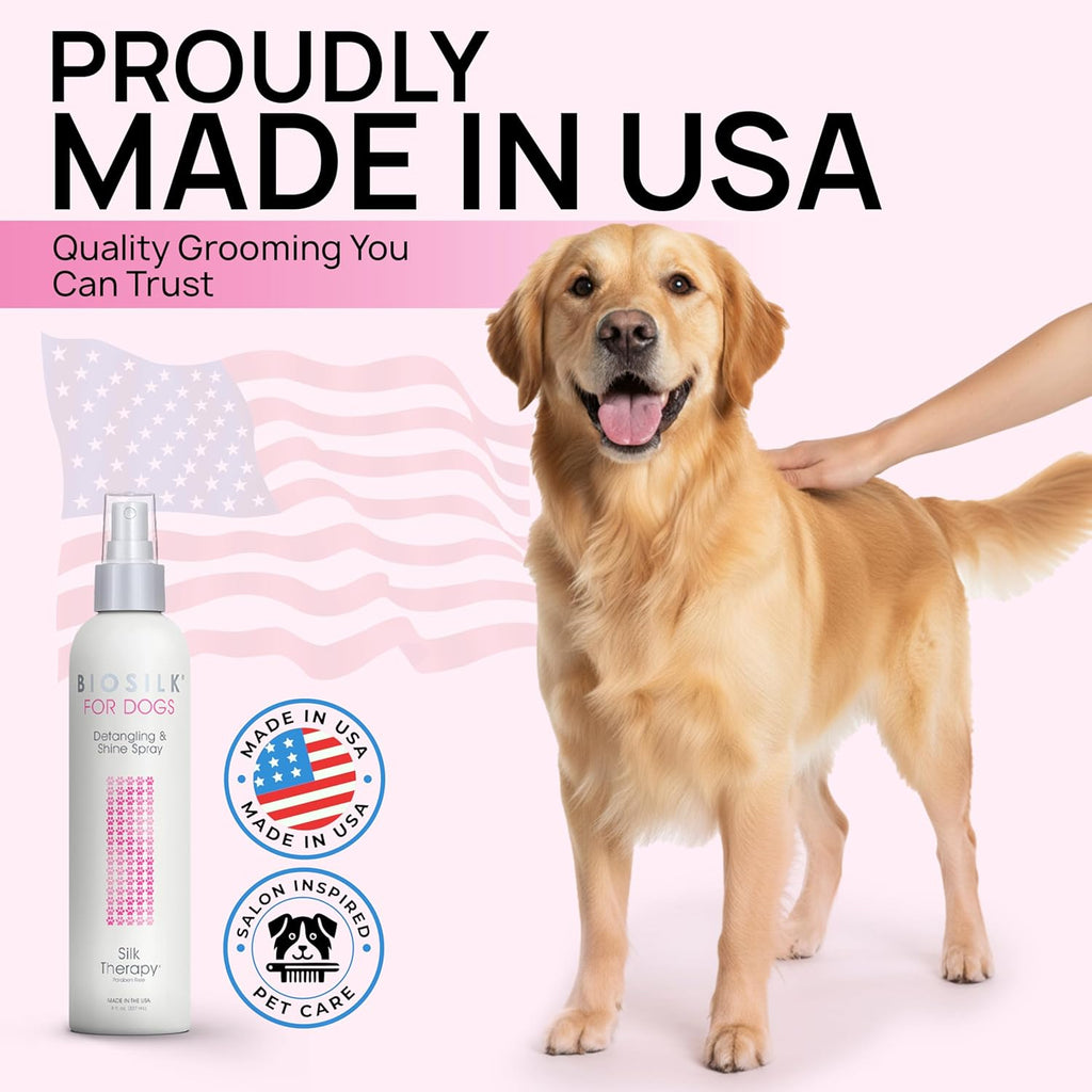 for Dogs Silk Therapy Detangling plus Shine Mist for Dogs | Best Detangling Spray for All Dogs & Puppies for Shiny Coats and Dematting | 8 Oz Bottle (Packaging May Vary)