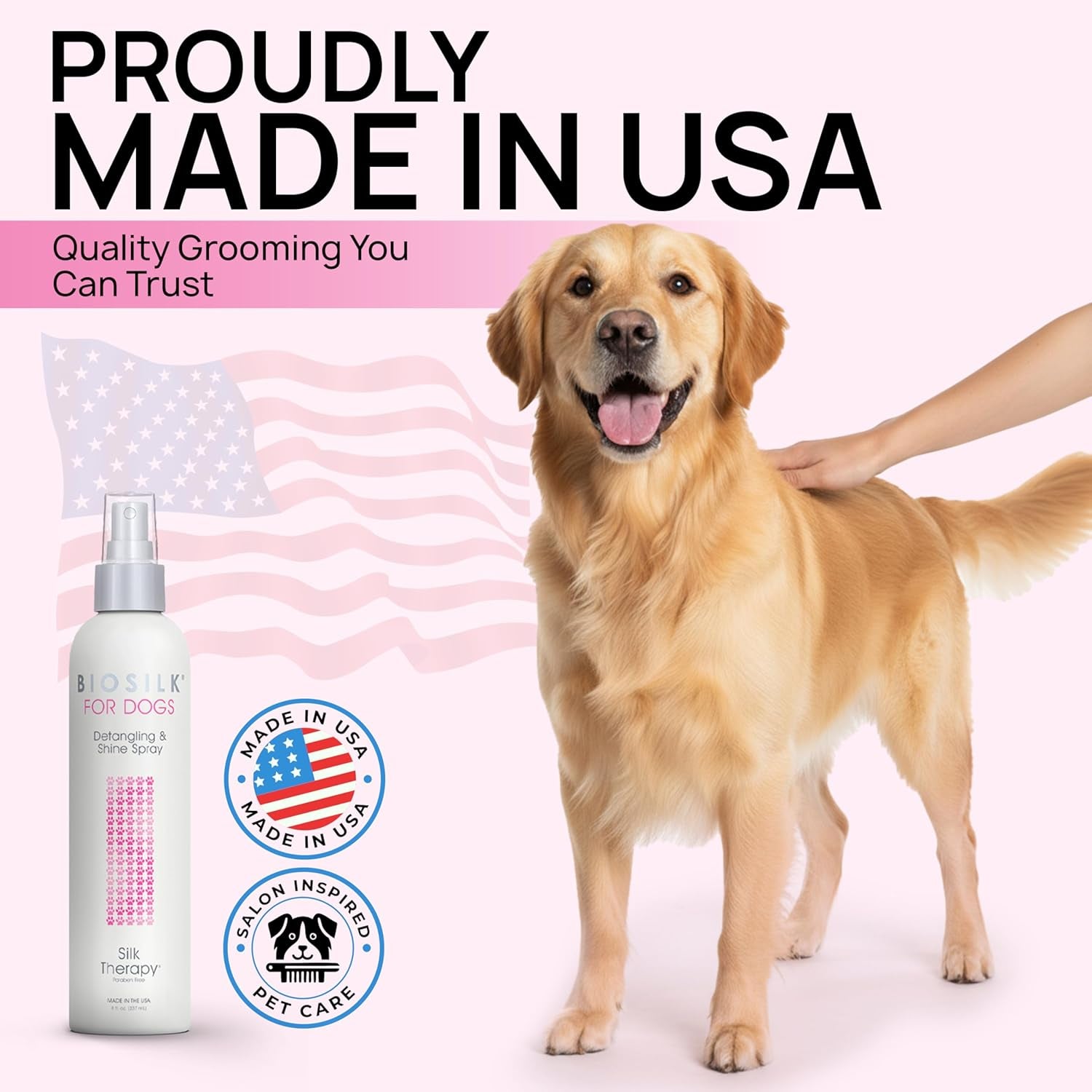 for Dogs Silk Therapy Detangling plus Shine Mist for Dogs | Best Detangling Spray for All Dogs & Puppies for Shiny Coats and Dematting | 8 Oz Bottle (Packaging May Vary)