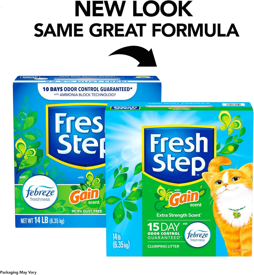 Clumping Litter with Febreze Freshness Gain Original Scent, Low-Dust Formula with Ammonia Block Technology, 14 Lb. Box