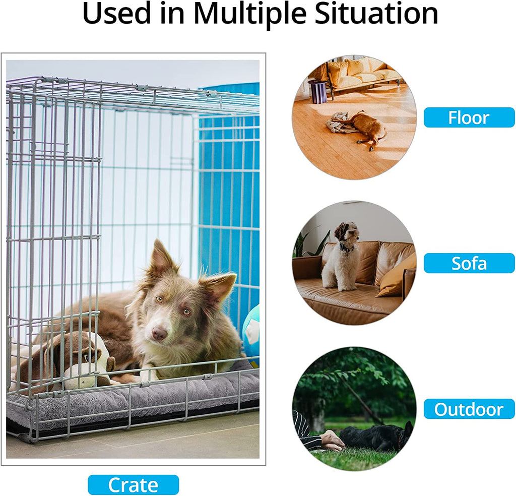 Dog Beds Crate Pad for Medium/Large Dogs Fit Metal,Ultra Soft, Washable & Anti-Slip Kennel Pad for Dogs Cozy Sleeping Mat,Gray 36Inch