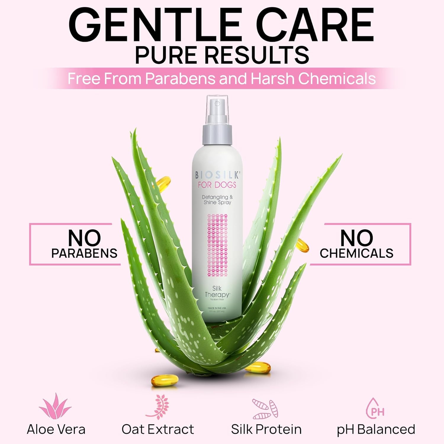 for Dogs Silk Therapy Detangling plus Shine Mist for Dogs | Best Detangling Spray for All Dogs & Puppies for Shiny Coats and Dematting | 8 Oz Bottle (Packaging May Vary)