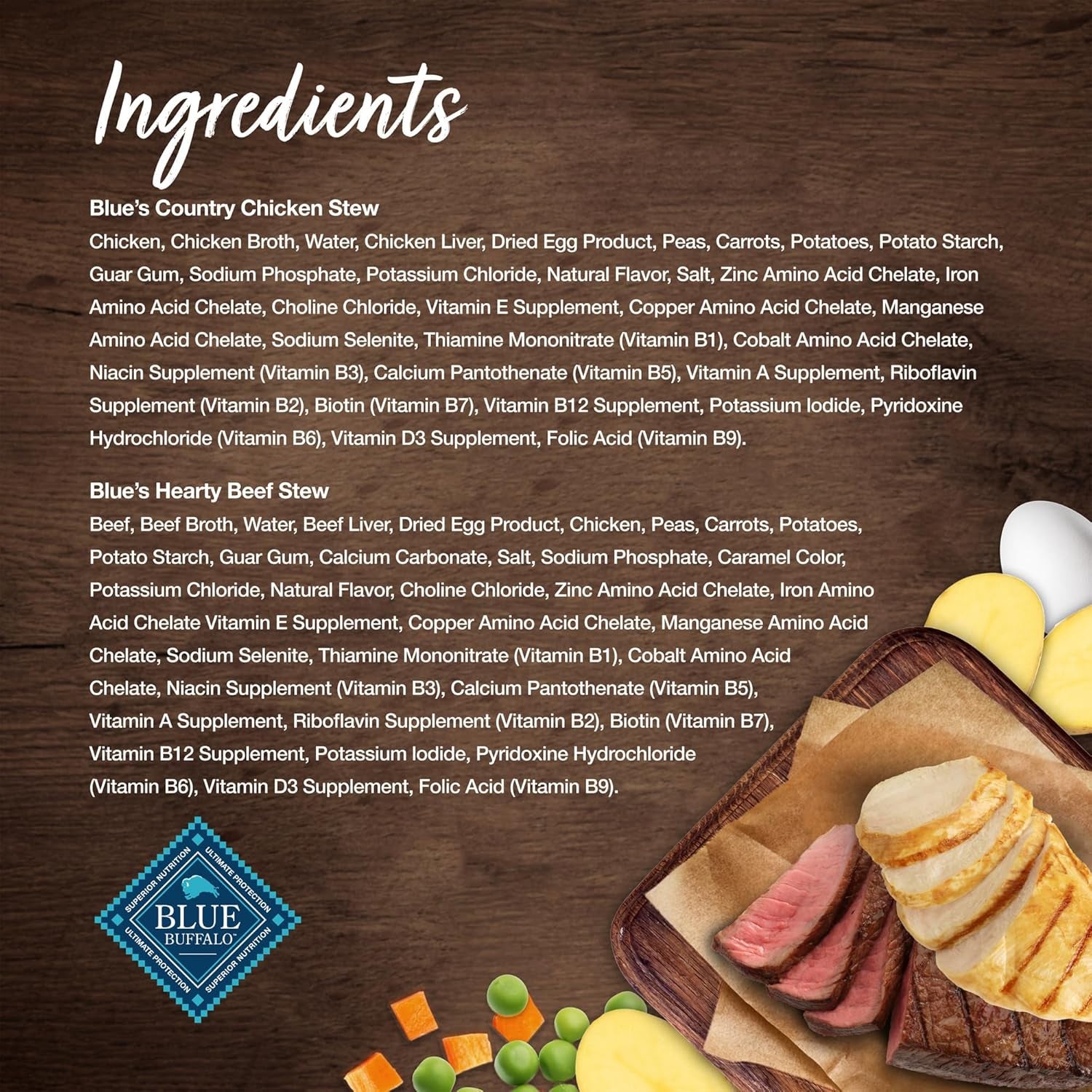 Blue'S Stew Natural Wet Dog Food, Made with Natural Ingredients, Hearty Beef and Country Chicken Variety Pack, 12.5-Oz Cans, 6 Count