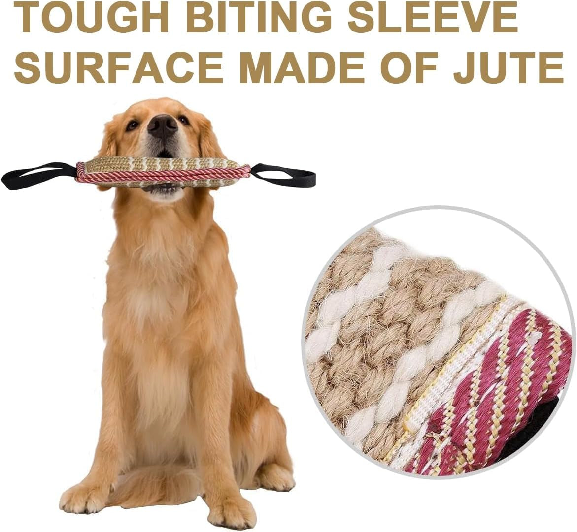 Dog Tug Toy Dog Training Bite Pillow Jute Bite Toy - Best for Tug of War, Puppy Training Interactive Play - Interactive Toys for Small and Medium Dogs (Striped, 11.8" X 3.15")