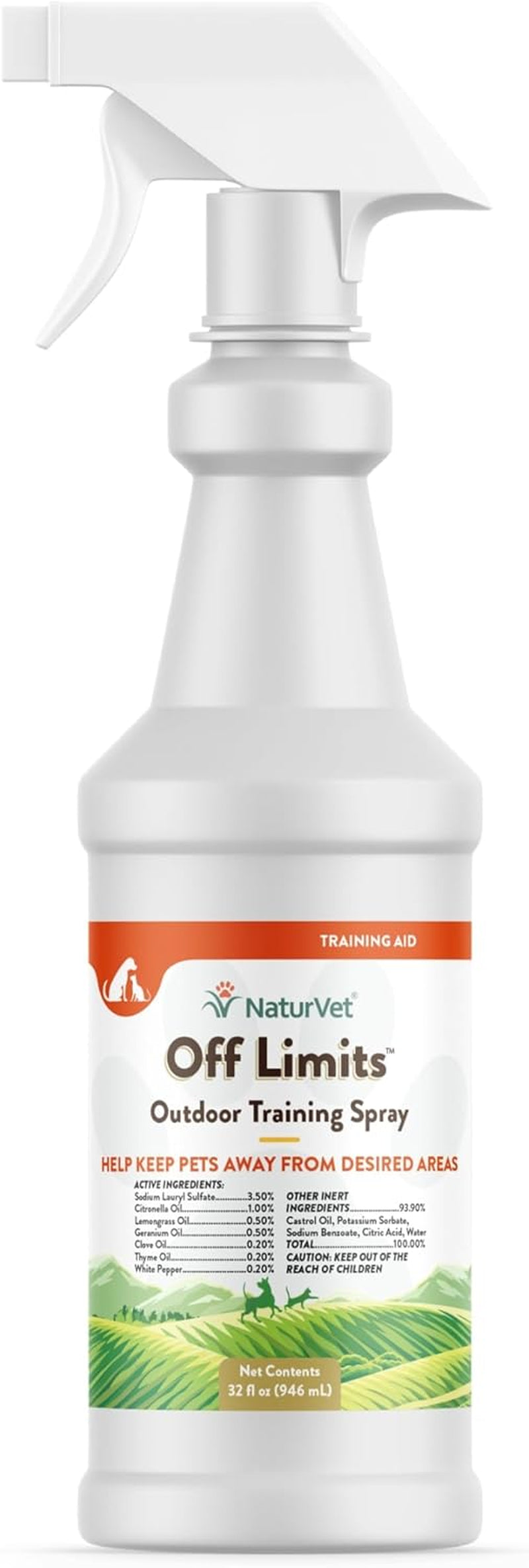off Limits Pet Training Spray for Dogs & Cats – Deters Pets from Outdoor Areas – Includes Herbal Extracts – Non-Staining Sprays for Training Pets – 32 Fl. Oz.