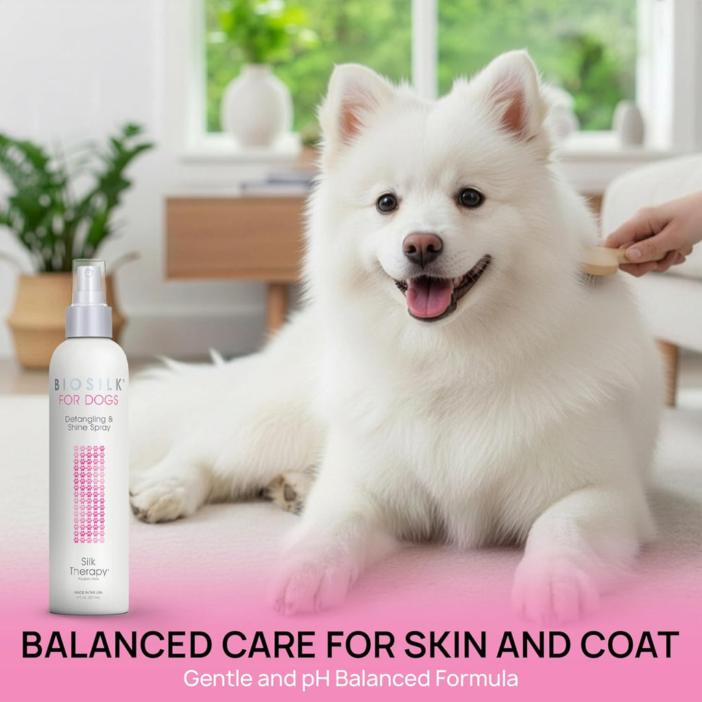 for Dogs Silk Therapy Detangling plus Shine Mist for Dogs | Best Detangling Spray for All Dogs & Puppies for Shiny Coats and Dematting | 8 Oz Bottle (Packaging May Vary)
