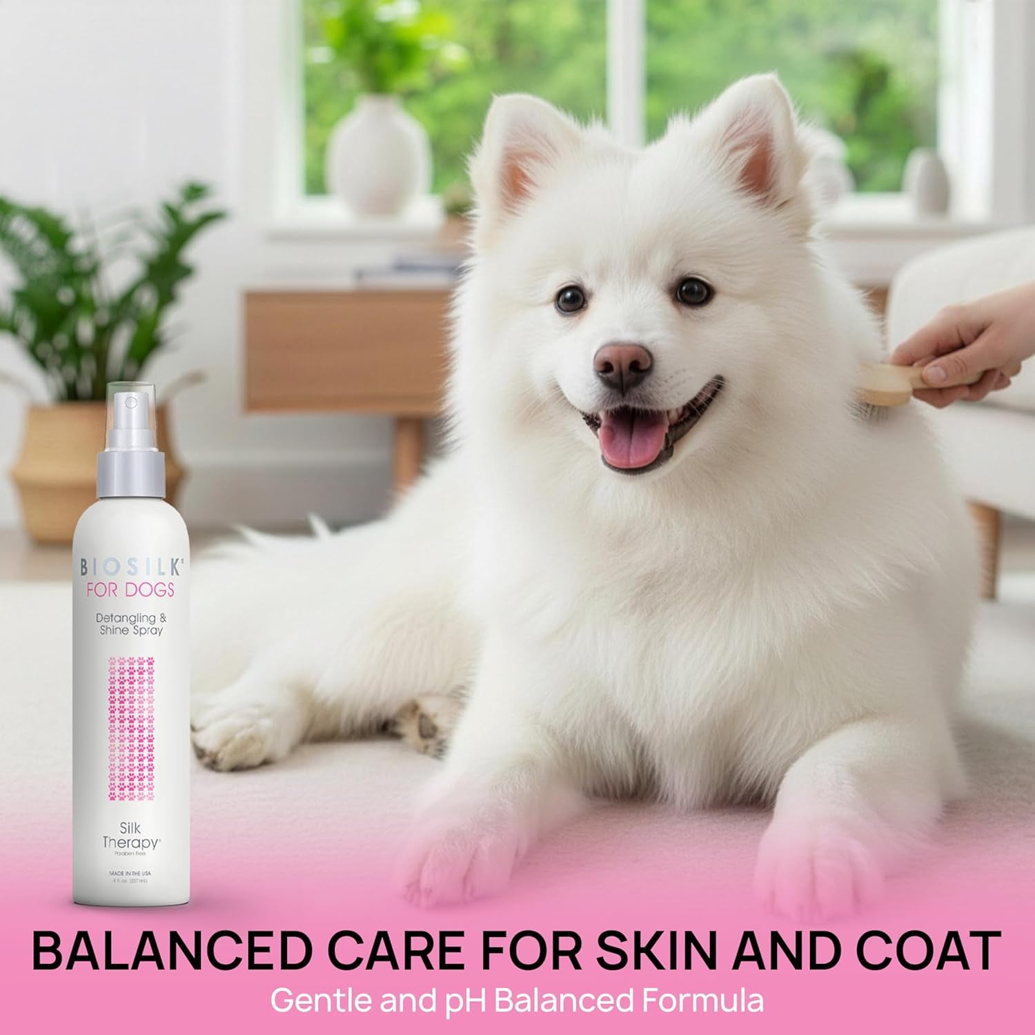 for Dogs Silk Therapy Detangling plus Shine Mist for Dogs | Best Detangling Spray for All Dogs & Puppies for Shiny Coats and Dematting | 8 Oz Bottle (Packaging May Vary)