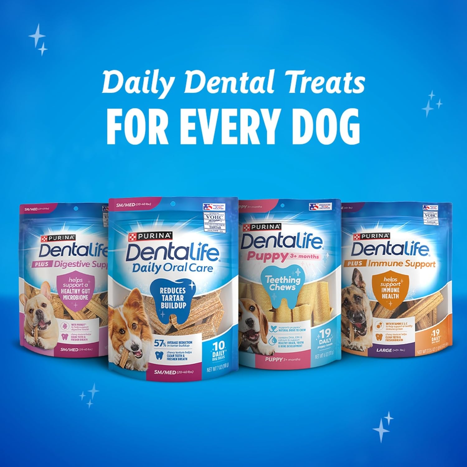 Daily Oral Care Dog Treats for Small and Medium Dogs, Chewy Dental Treat to Freshen Breath and Fight Tartar, Chicken Flavor - 40 Ct. Pouch