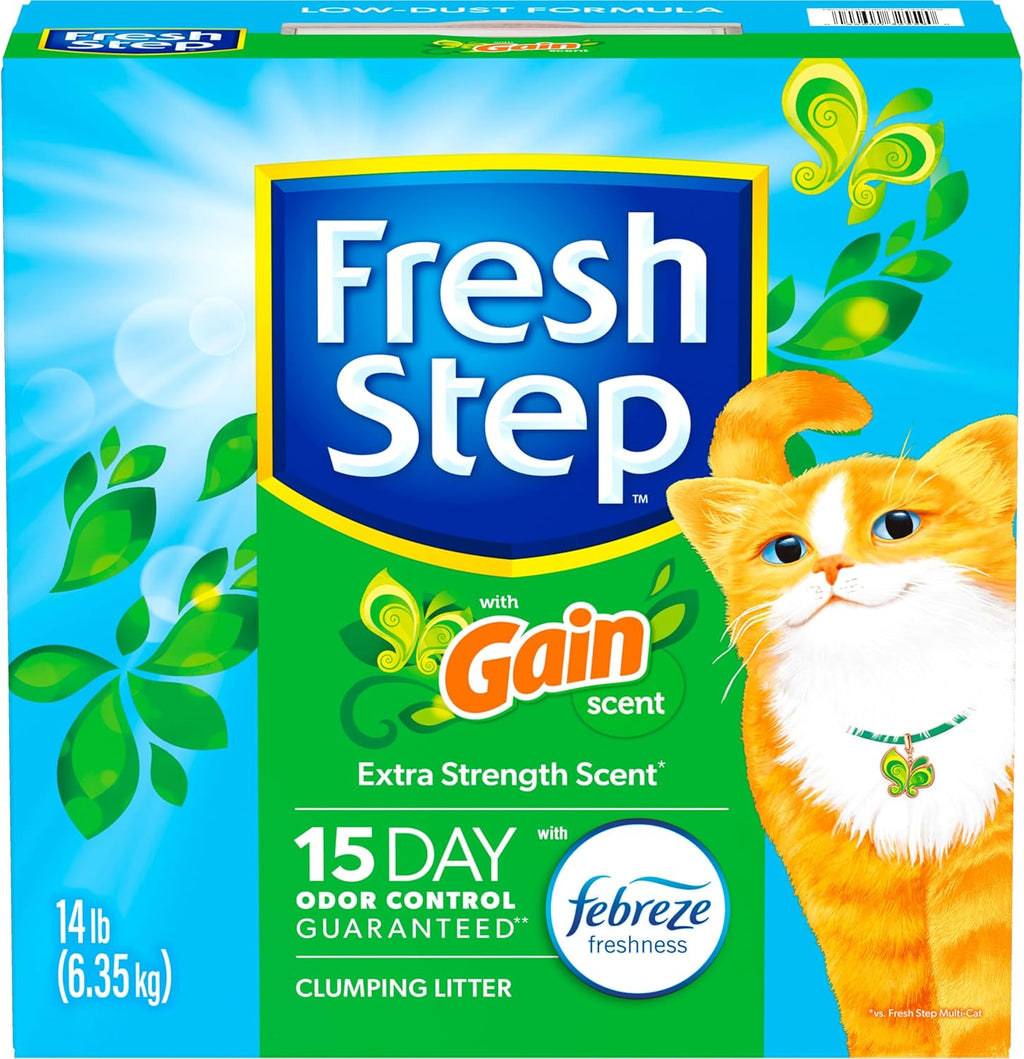 Clumping Litter with Febreze Freshness Gain Original Scent, Low-Dust Formula with Ammonia Block Technology, 14 Lb. Box