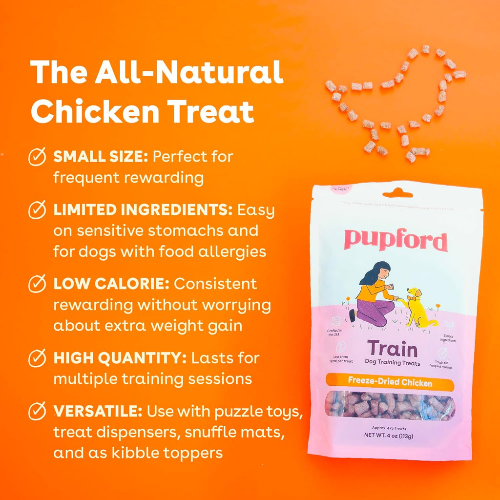 Freeze Dried Training Treats for Dogs & Puppies, 475+ Two Ingredient Bites (Chicken, 4 Oz)