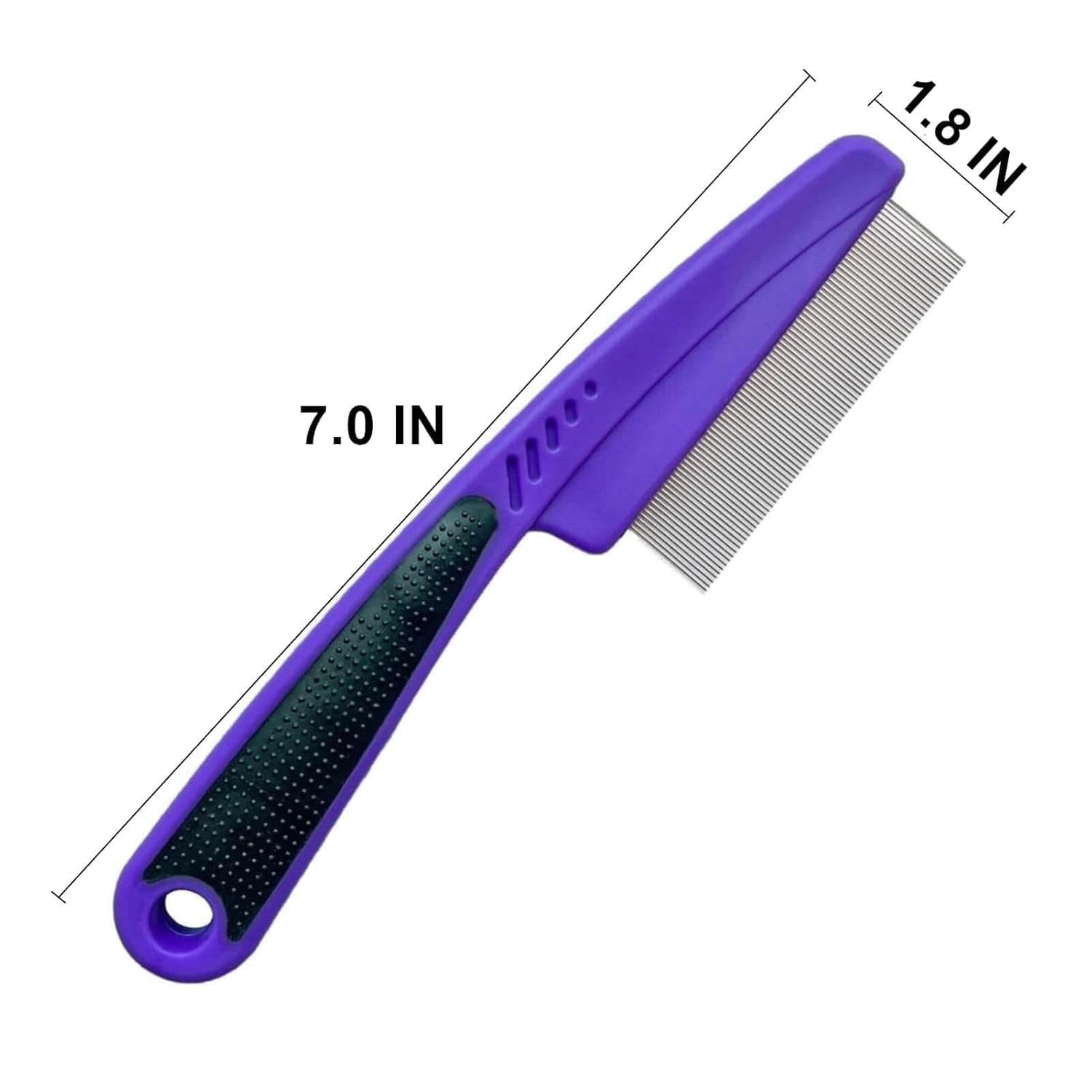 Flea Comb with Rubber Handle, Flea and Tick Combs for Dogs & Cats, Fine Tooth Dog Comb for Grooming (Purple)