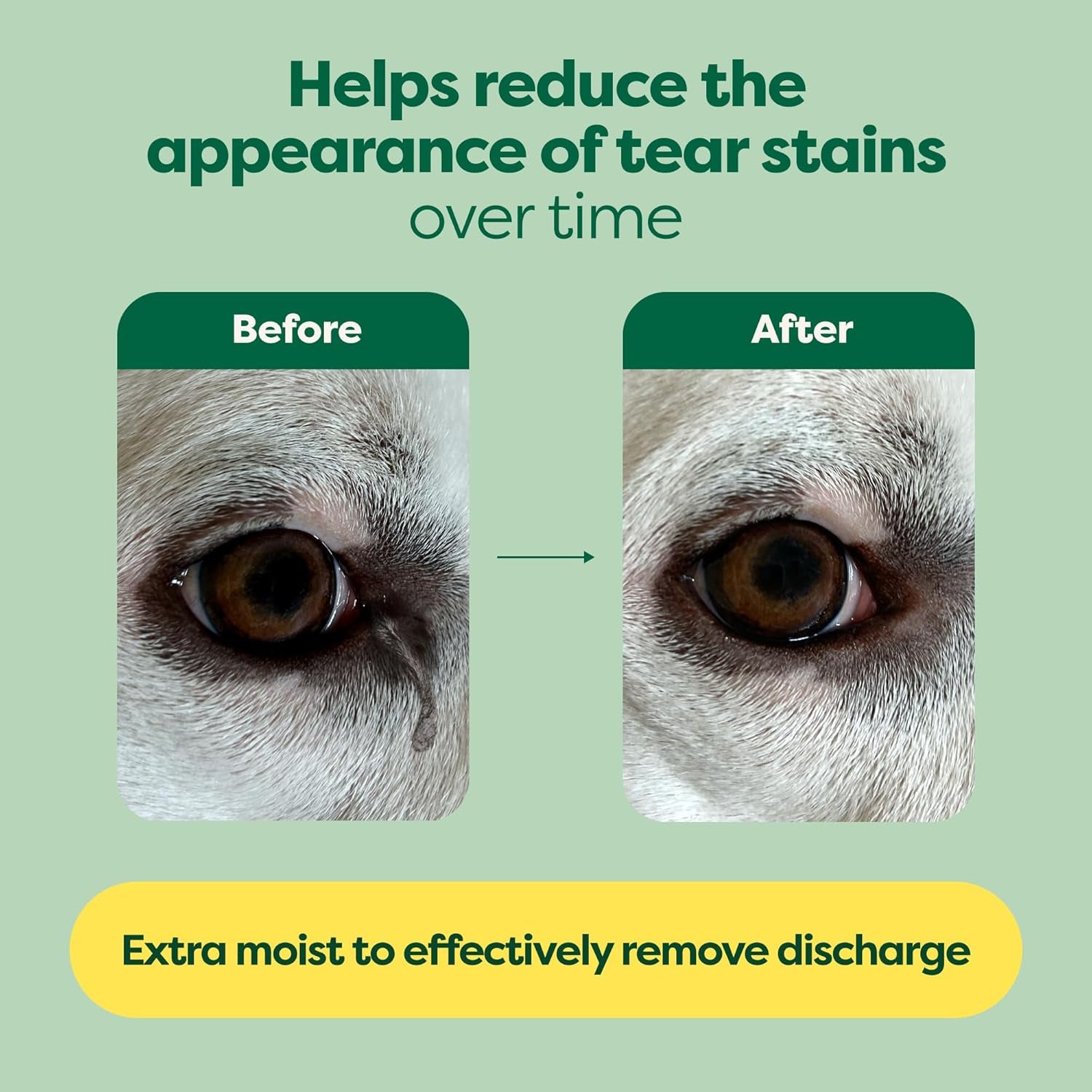 Vet-Developed Pet Eye Wipes, Hypoallergenic Cleaner for Dogs & Cats Eyes to Remove Dirt & Discharge, Fragrance Free, 70 Count