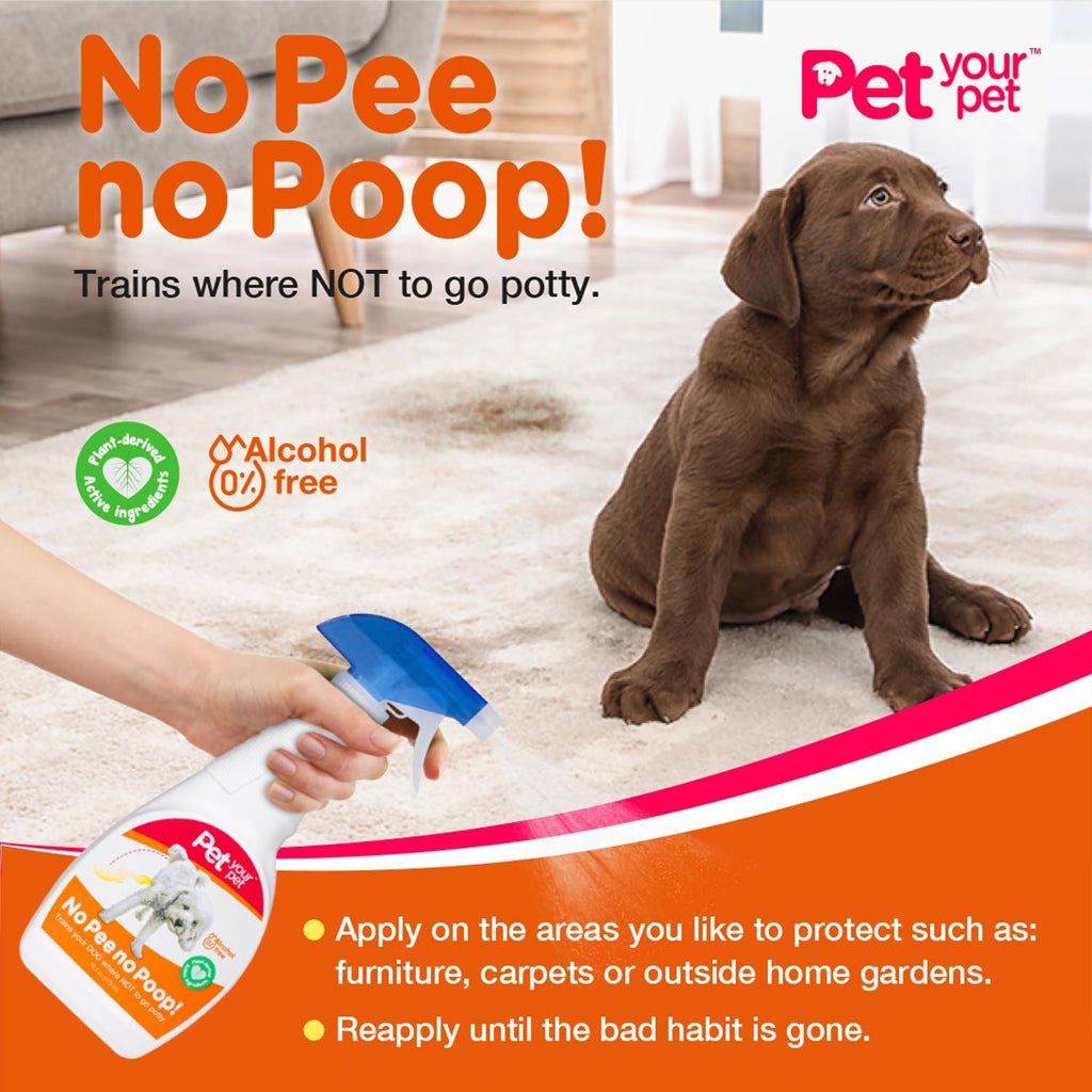 No Pee No Poop Dog Potty Training Spray, 16 Fl Oz – Non-Toxic Dog Spray to Prevent Peeing and Pooping – Natural No Urine Marking Scent Corrector - No Here Stops Dogs Peeing Indoor/Outdoor